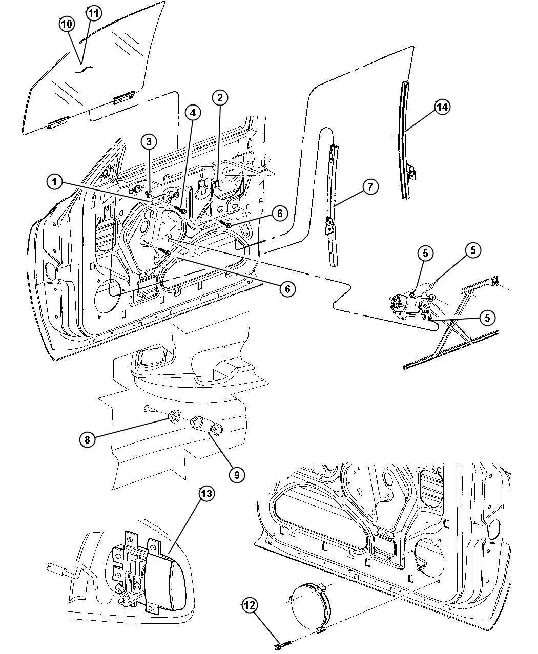 55256315AH - Dodge Regulator. Front door window. Left. Manual | Dodge